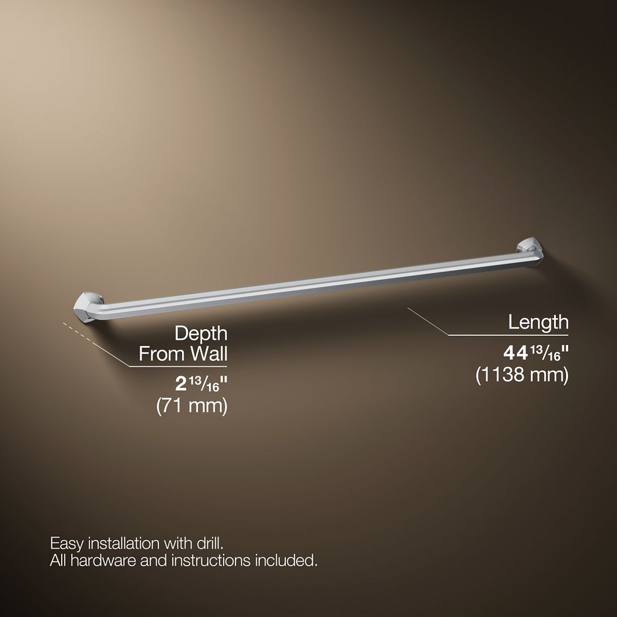 3/4 view of product with dimensions