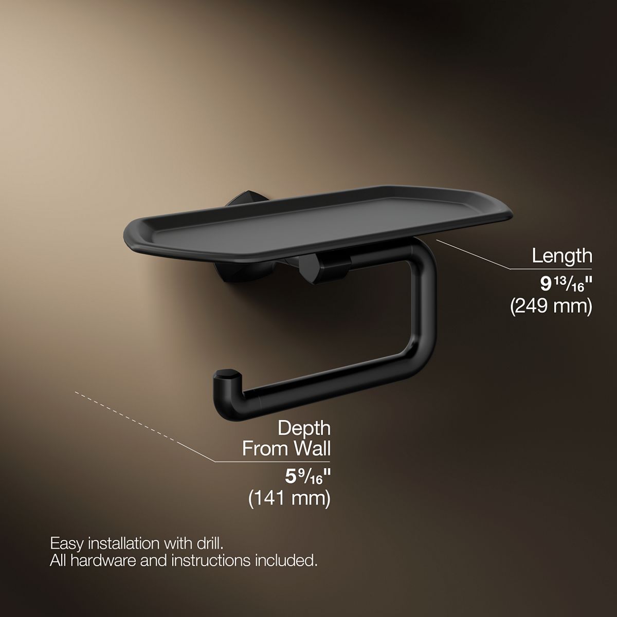 3/4 view of product with dimensions