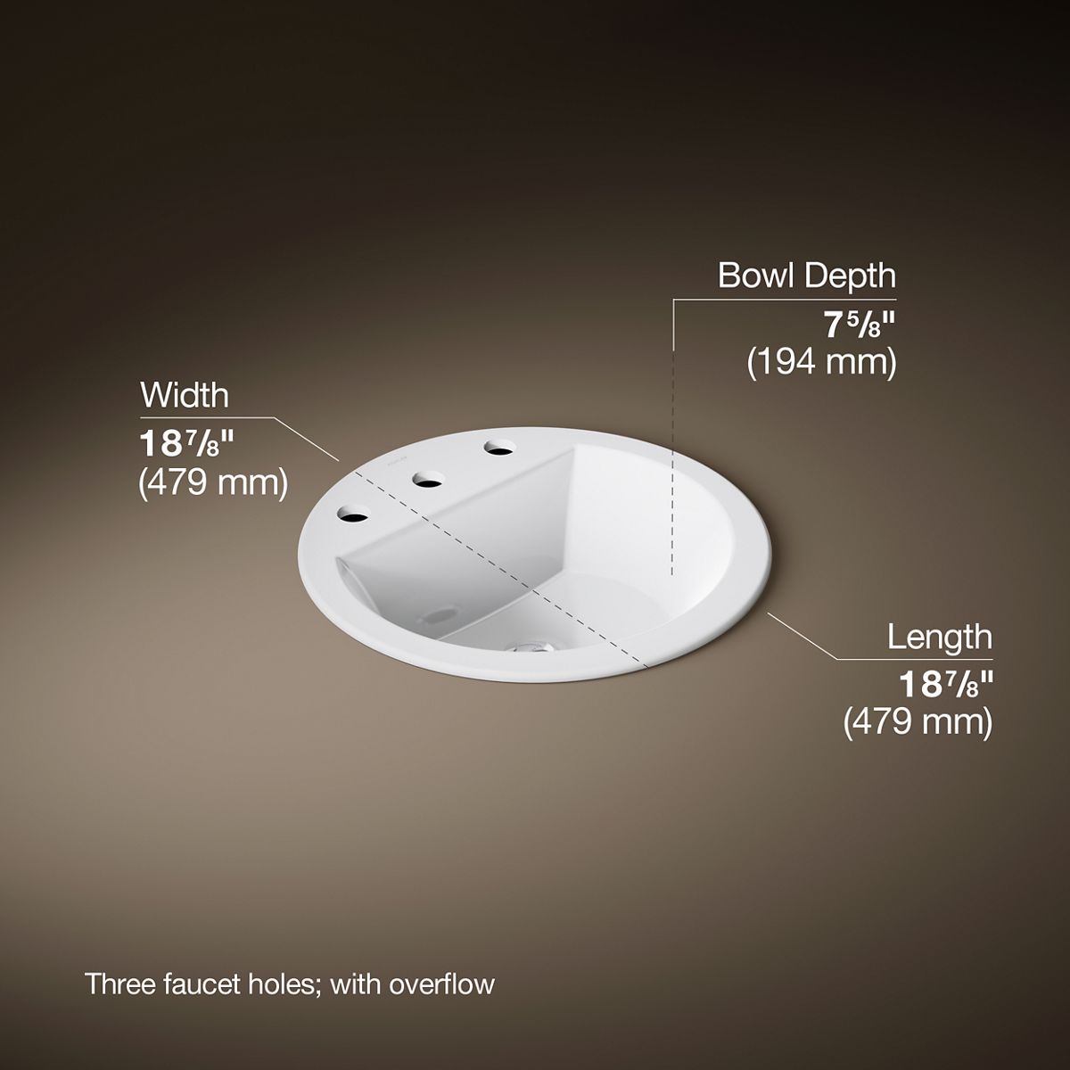 3/4 view of product with dimensions