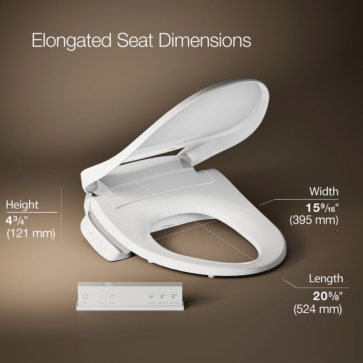 3/4 view of product with dimensions