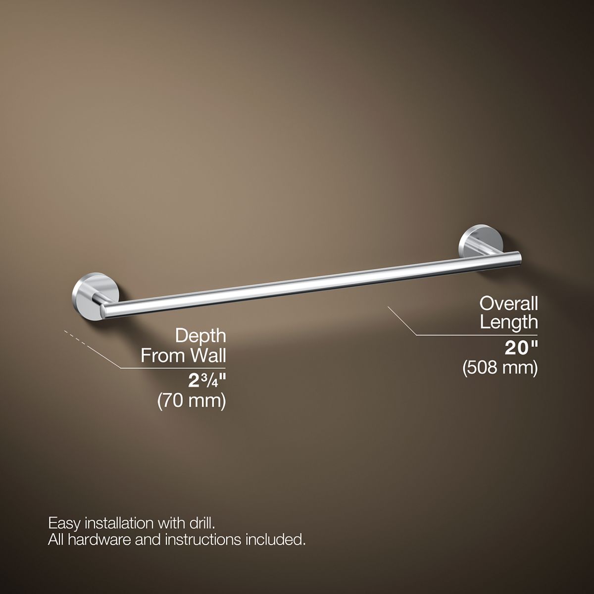 3/4 view of product with dimensions