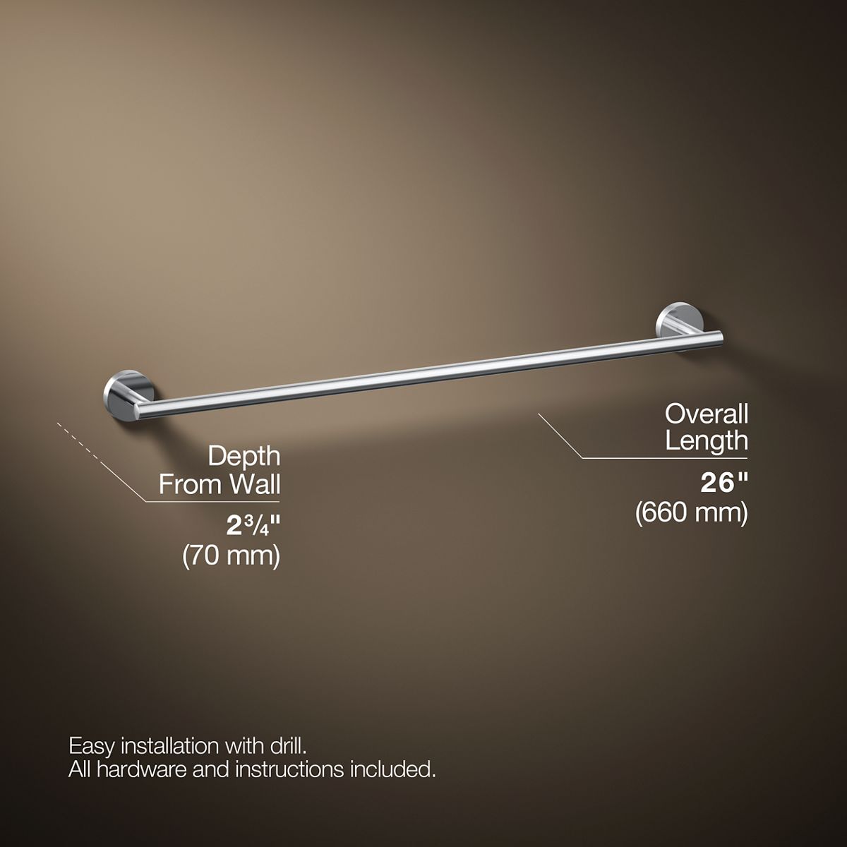 3/4 view of product with dimensions