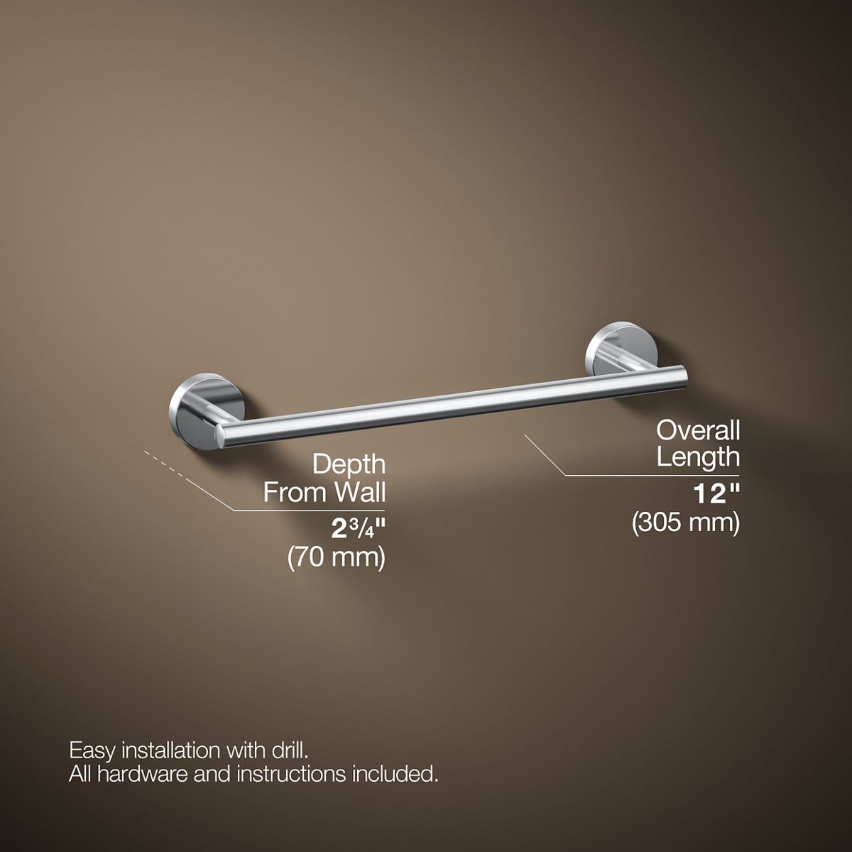 3/4 view of product with dimensions
