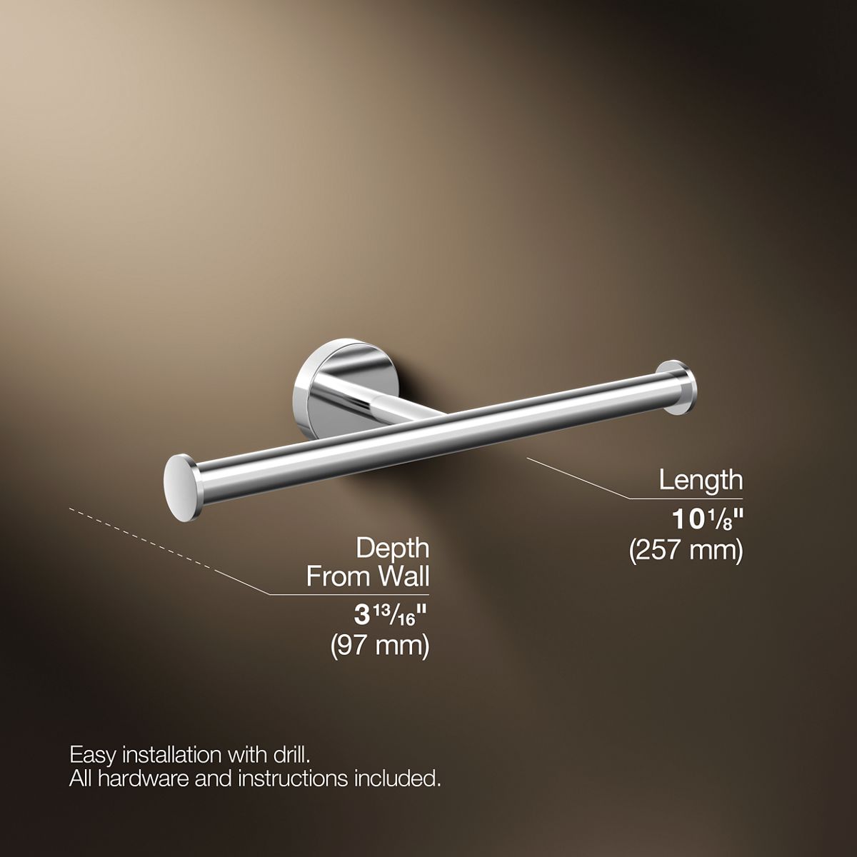 3/4 view of product with dimensions