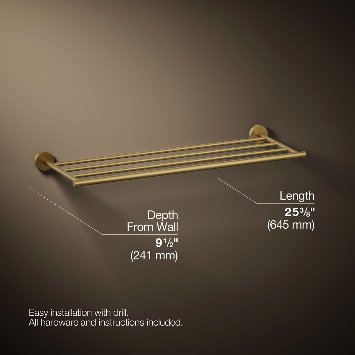 3/4 view of product with dimensions
