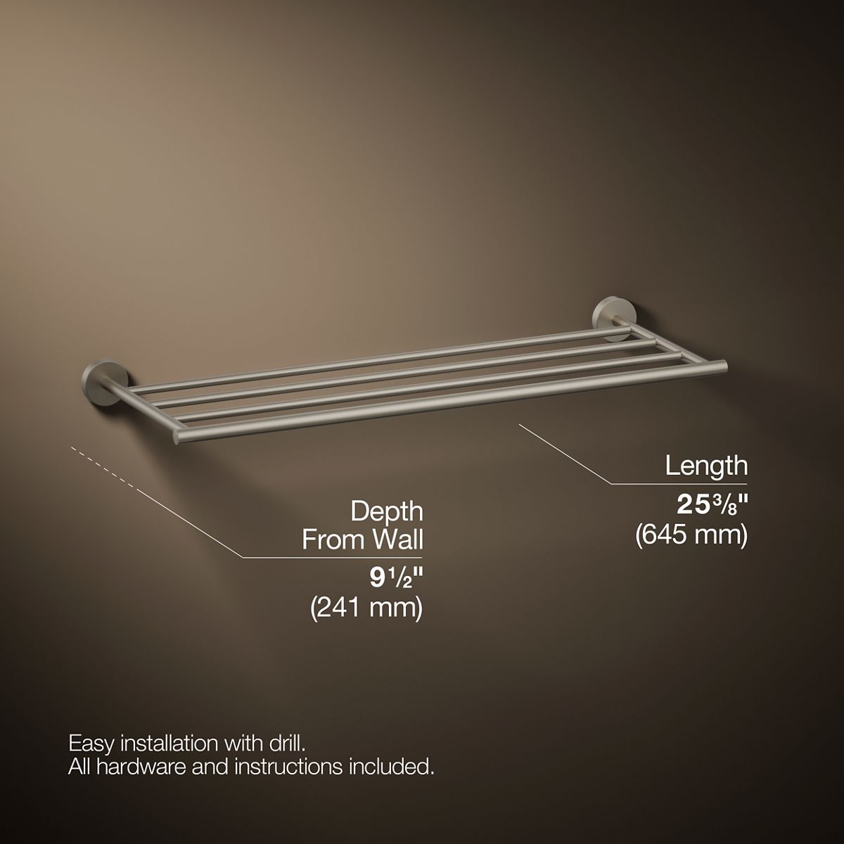 3/4 view of product with dimensions