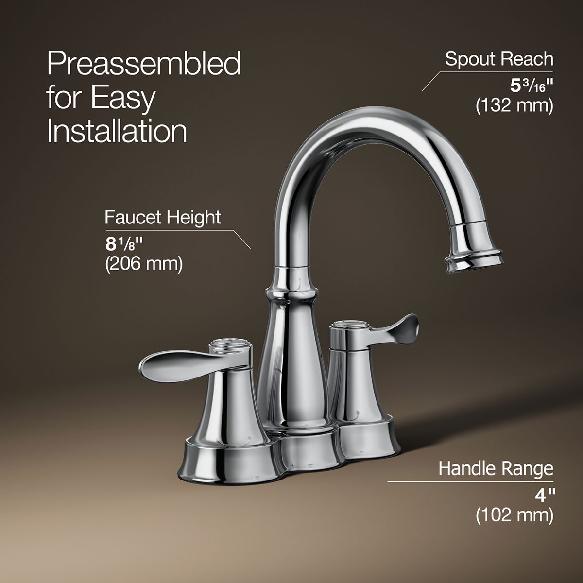 3/4 view of product with dimensions