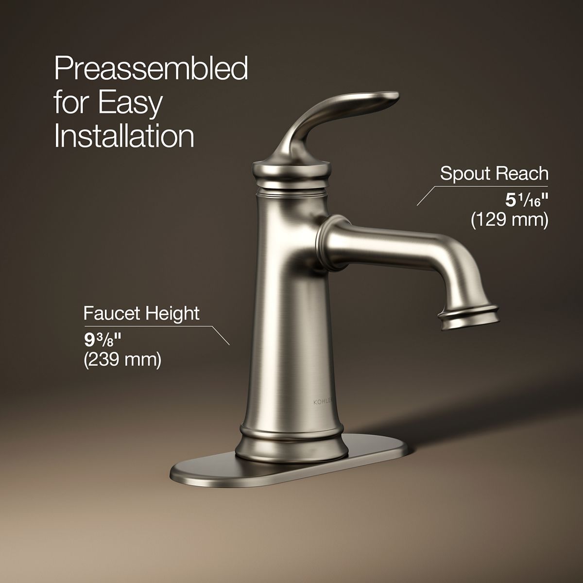 3/4 view of product with dimensions