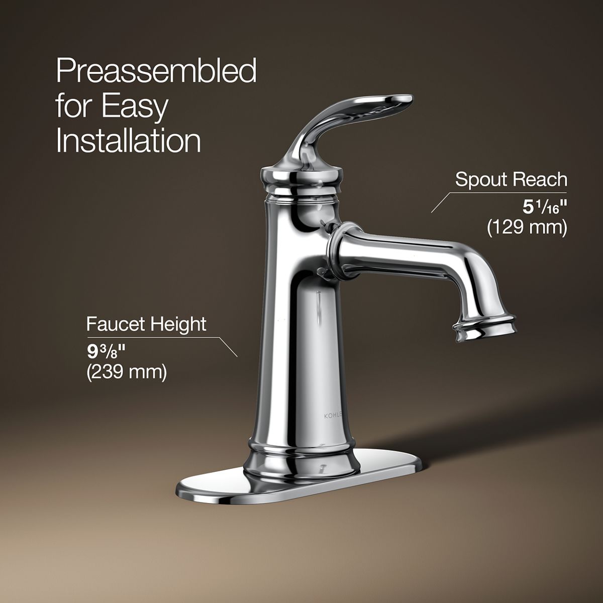 3/4 view of product with dimensions