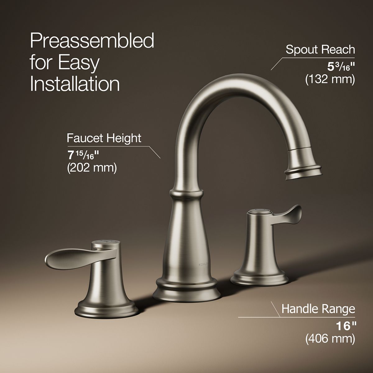 3/4 view of product with dimensions