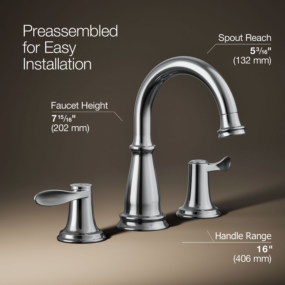 3/4 view of product with dimensions