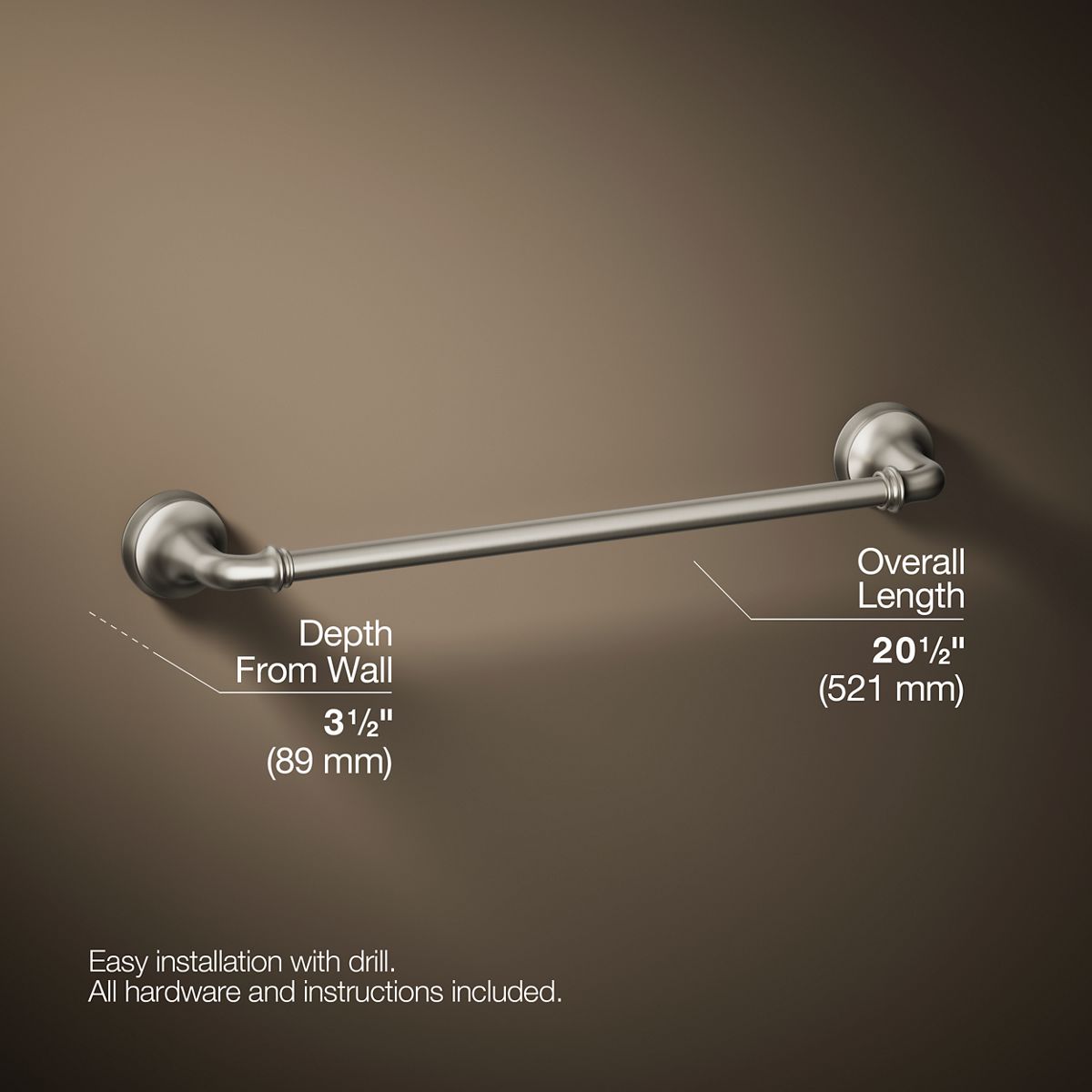3/4 view of product with dimensions