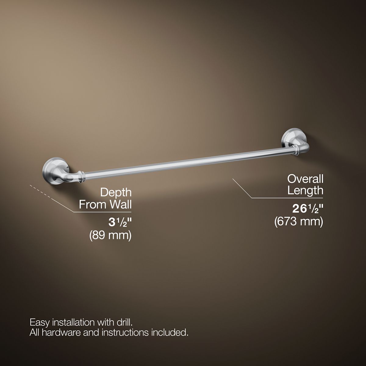 3/4 view of product with dimensions