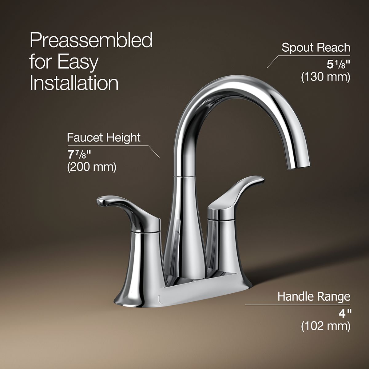 3/4 view of product with dimensions