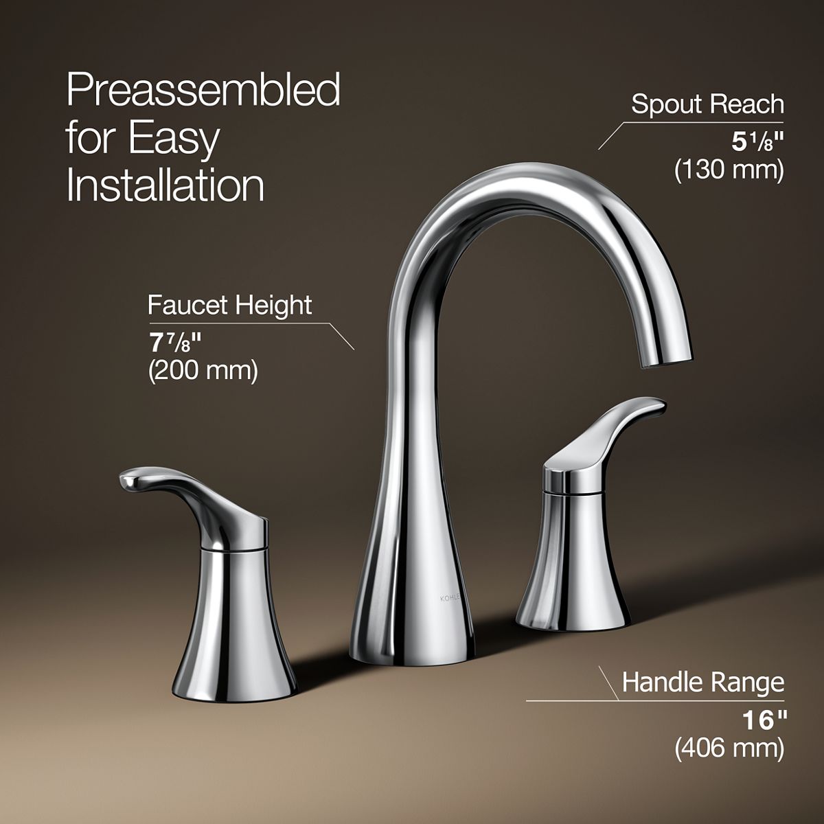 3/4 view of product with dimensions