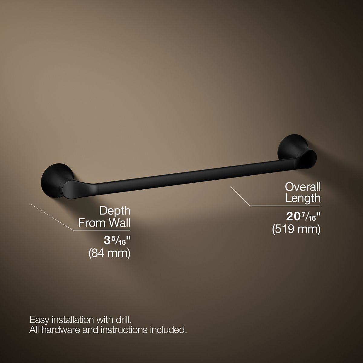 3/4 view of product with dimensions
