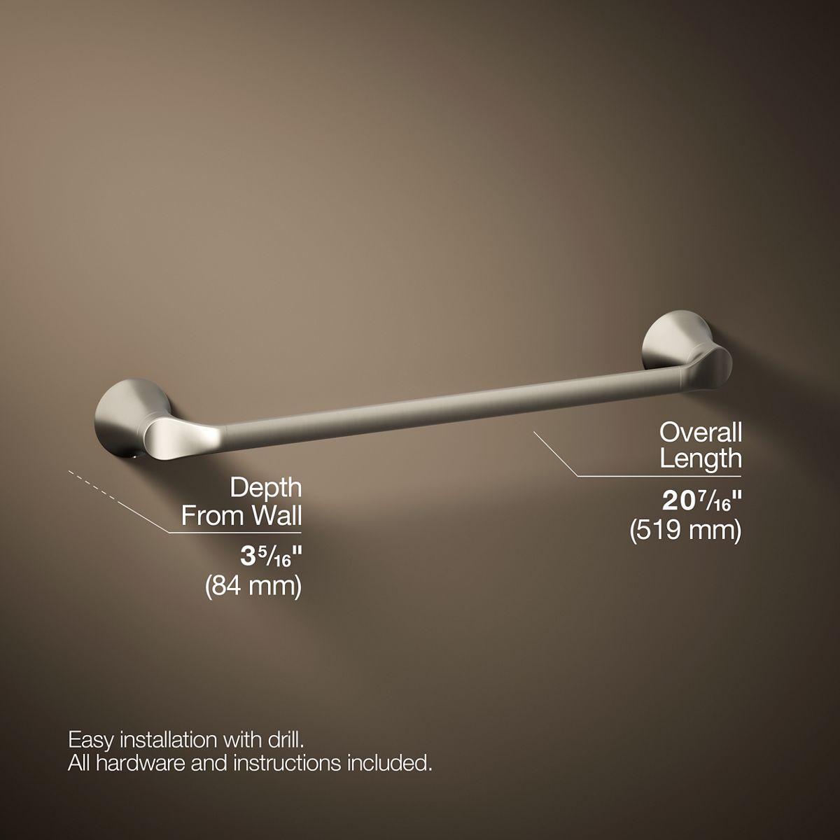 3/4 view of product with dimensions
