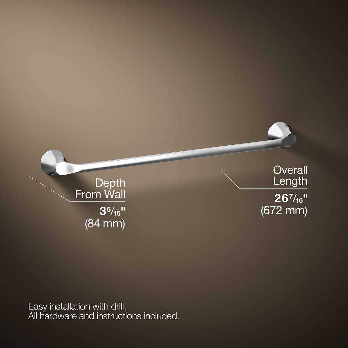 3/4 view of product with dimensions