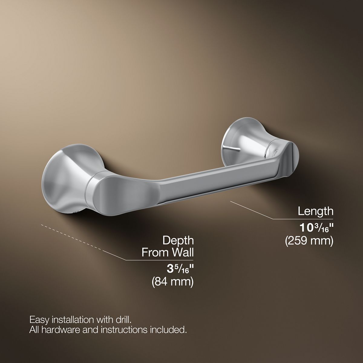 3/4 view of product with dimensions