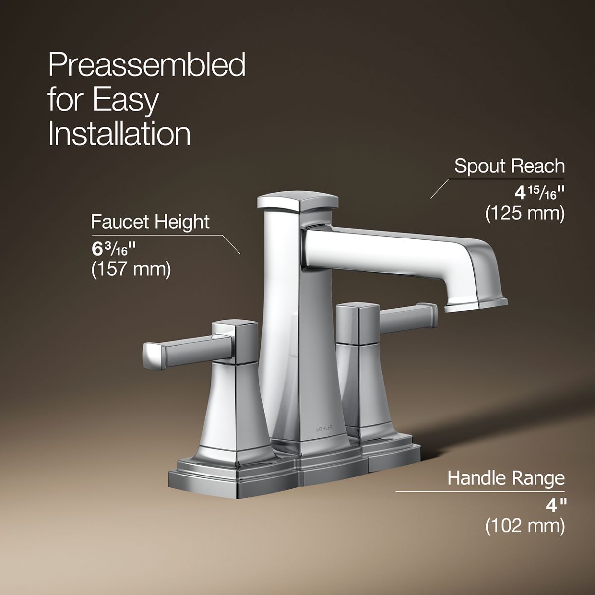 3/4 view of product with dimensions
