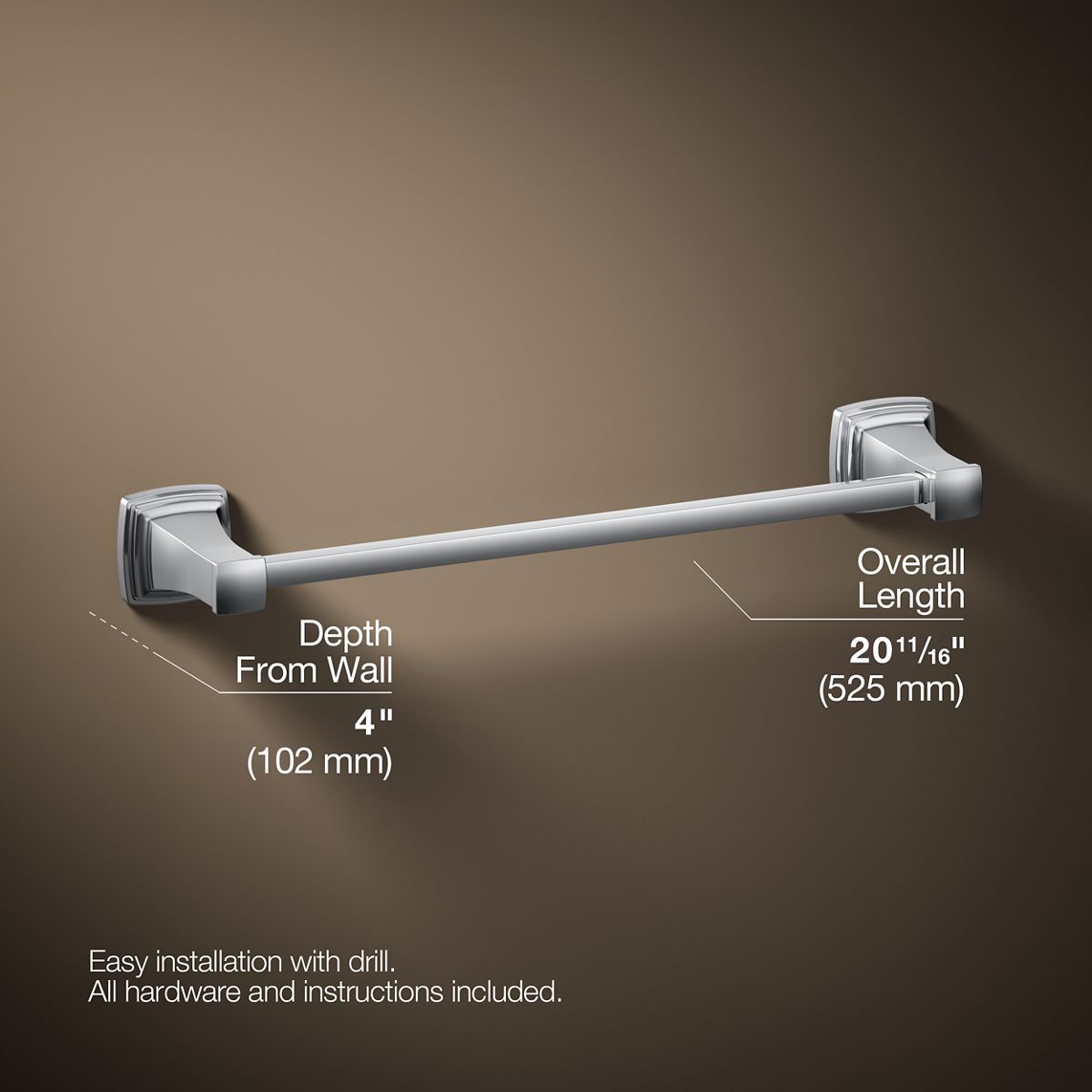3/4 view of product with dimensions