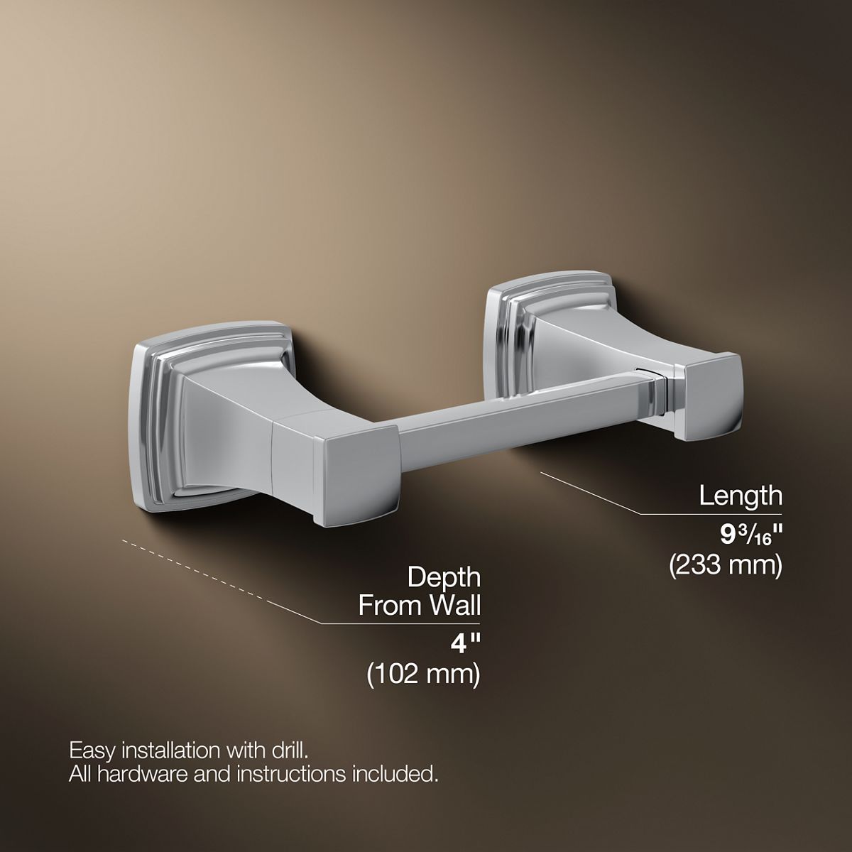 3/4 view of product with dimensions