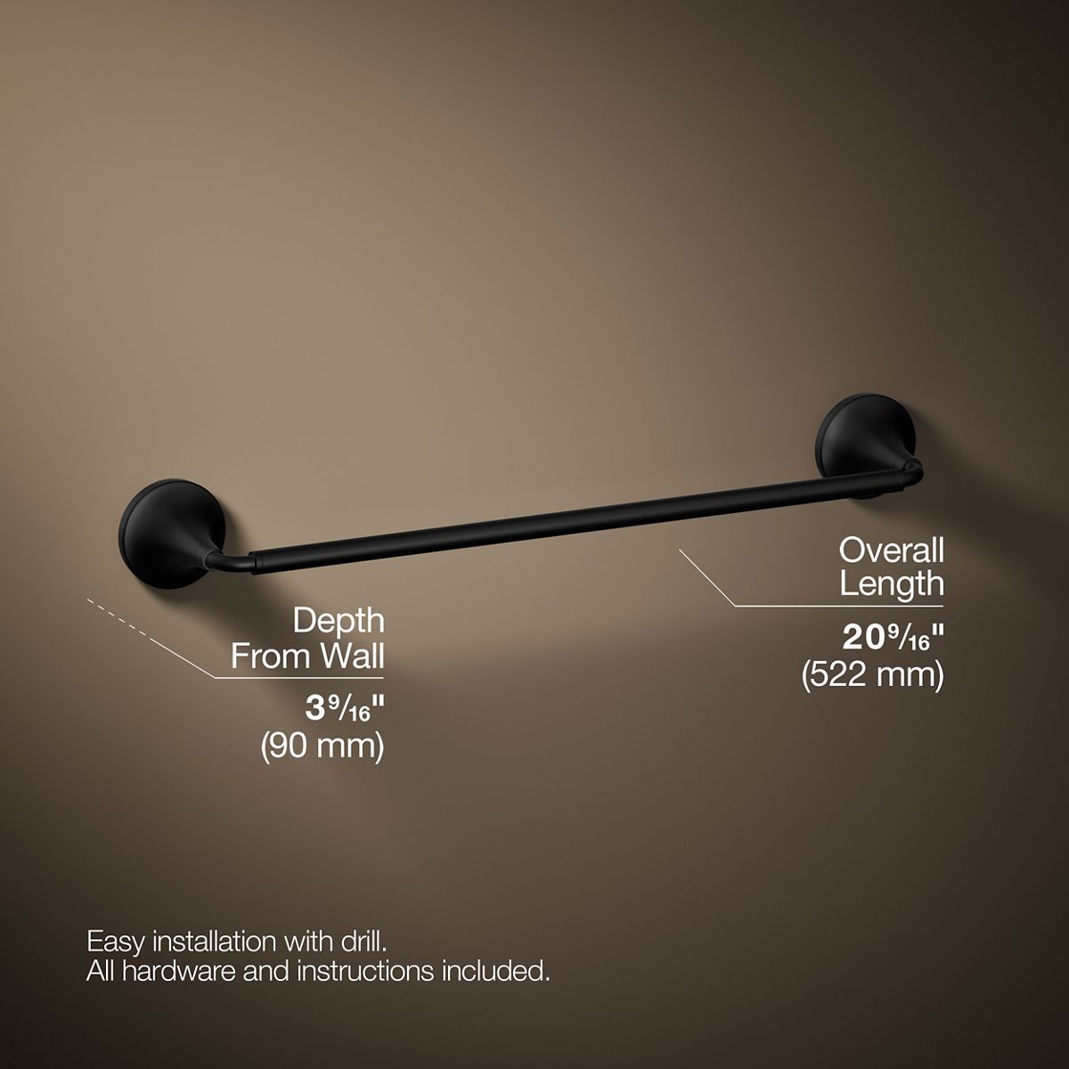 3/4 view of product with dimensions