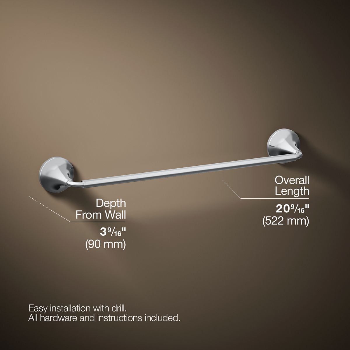 3/4 view of product with dimensions