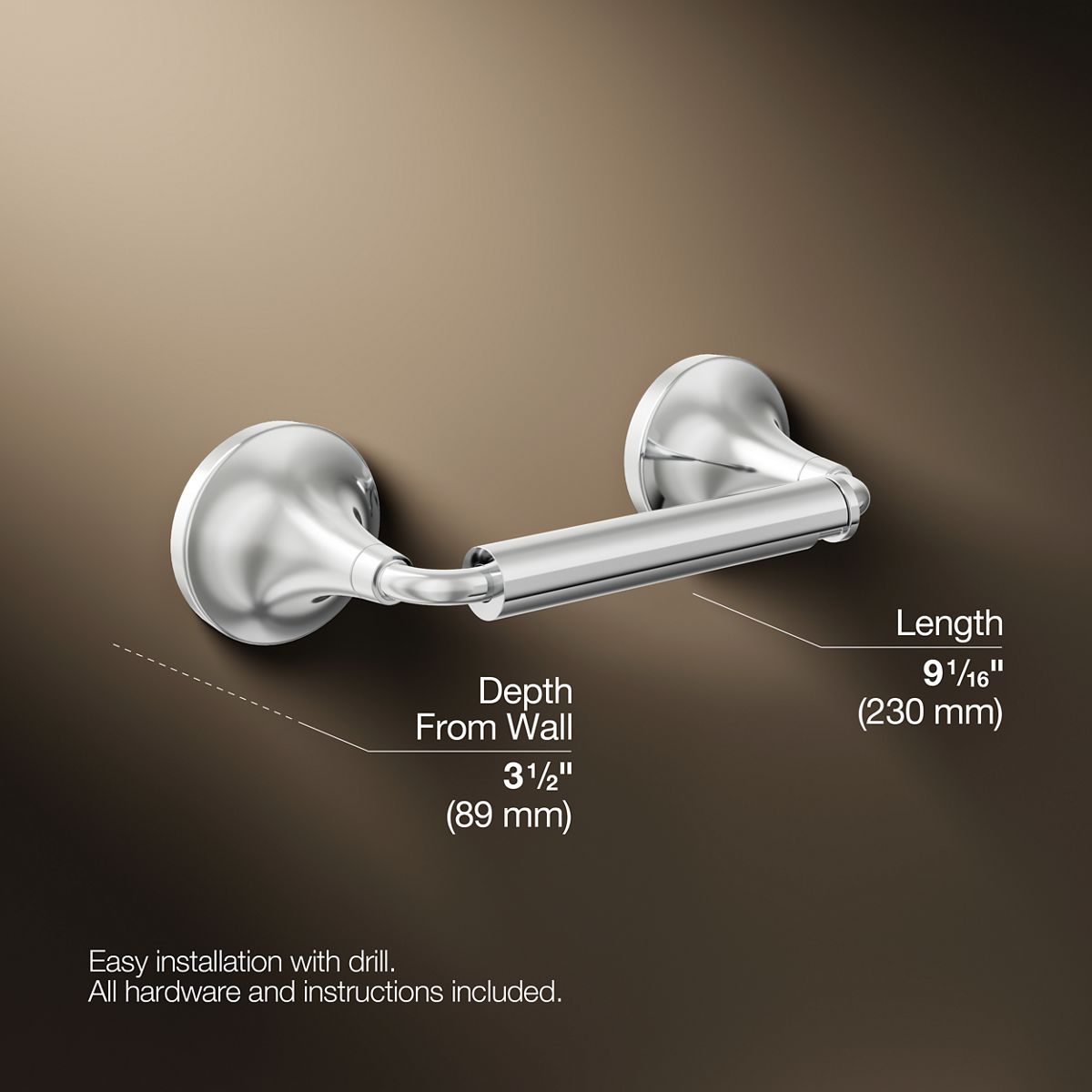 3/4 view of product with dimensions