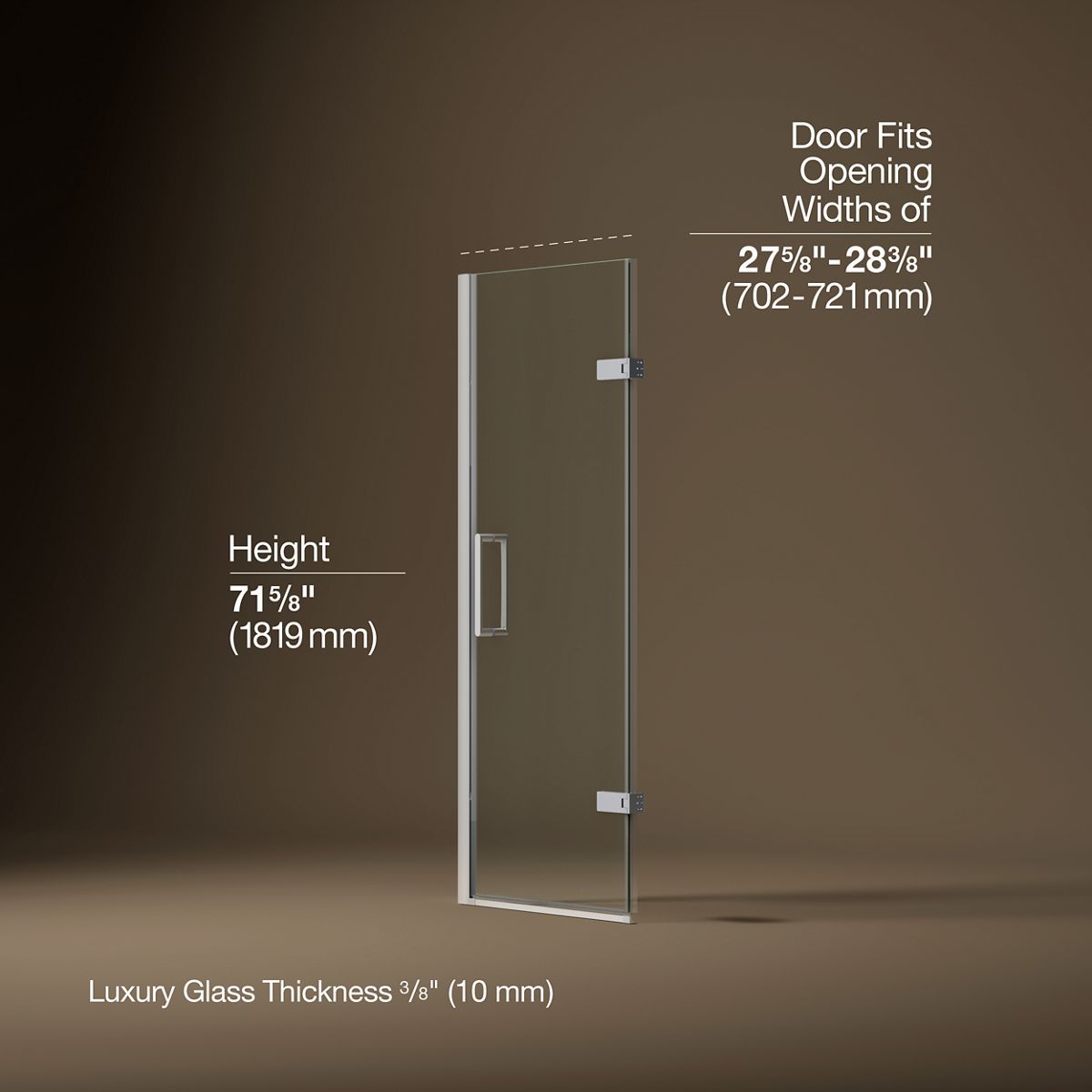 3/4 view of product with dimensions