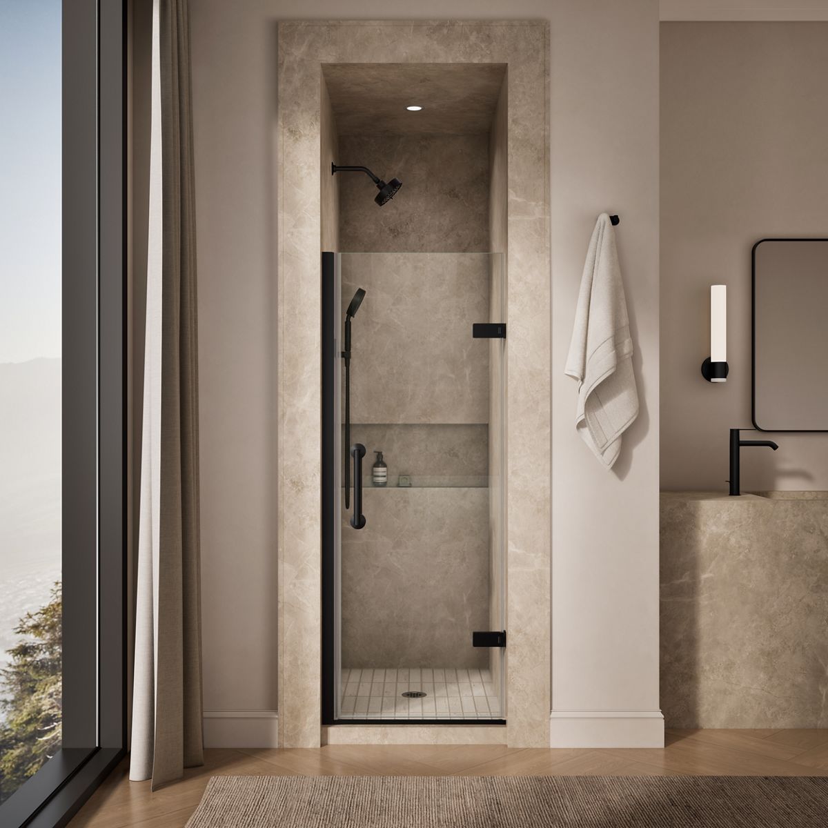 Components Frameless Pivot Shower Door | K-27577-10L | KOHLER
