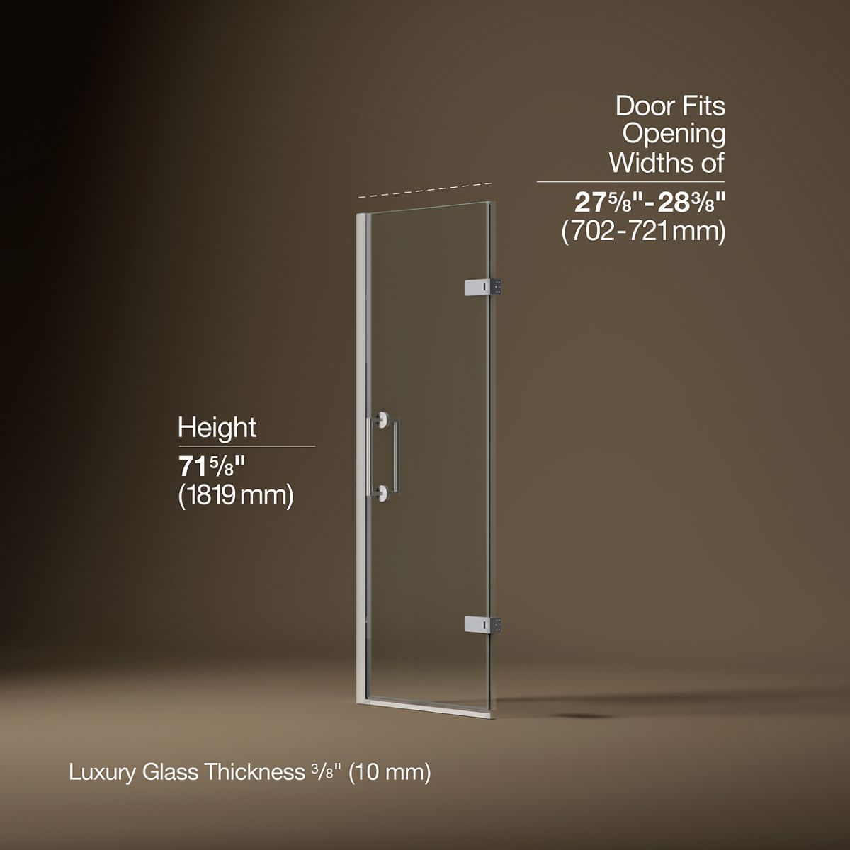 3/4 view of product with dimensions