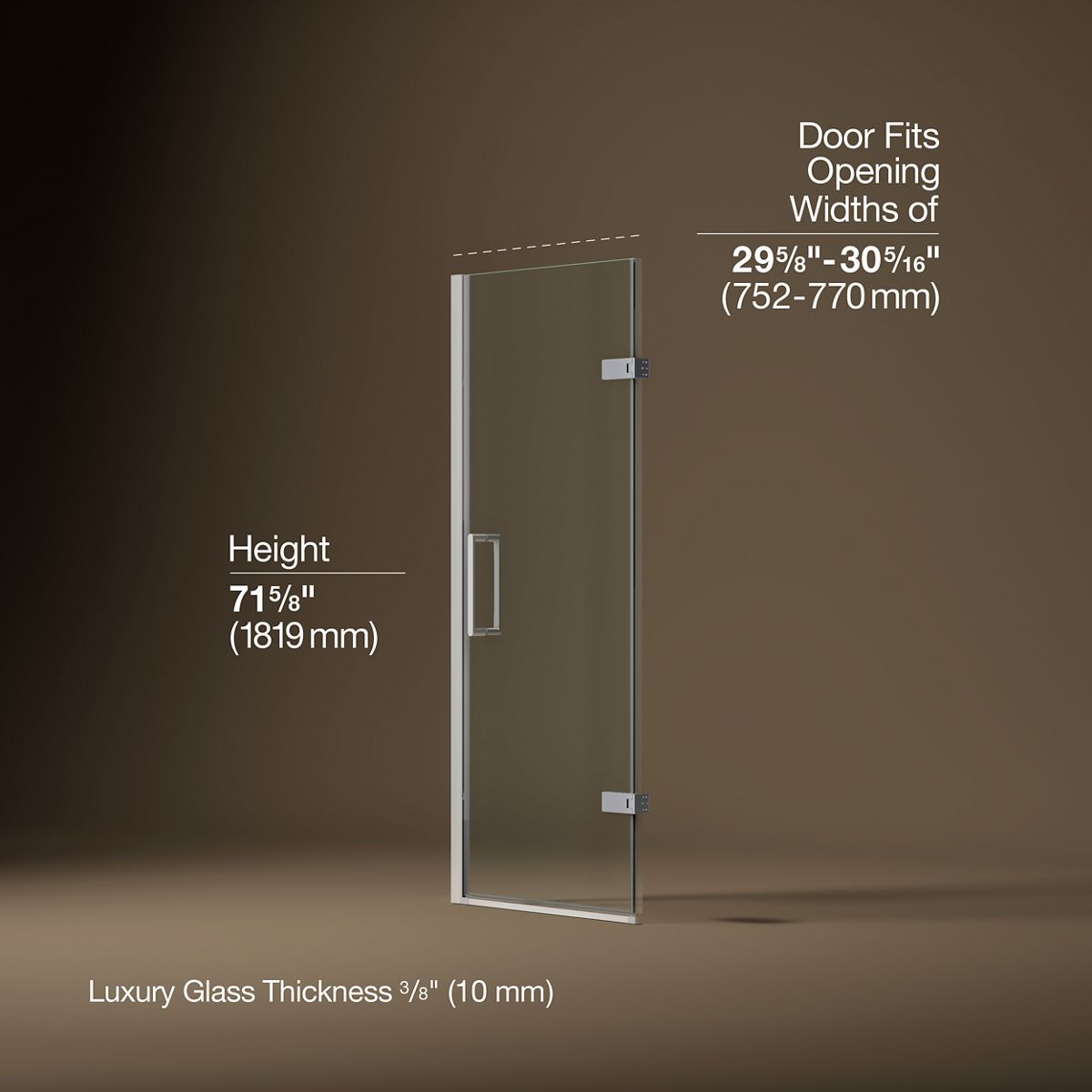 3/4 view of product with dimensions