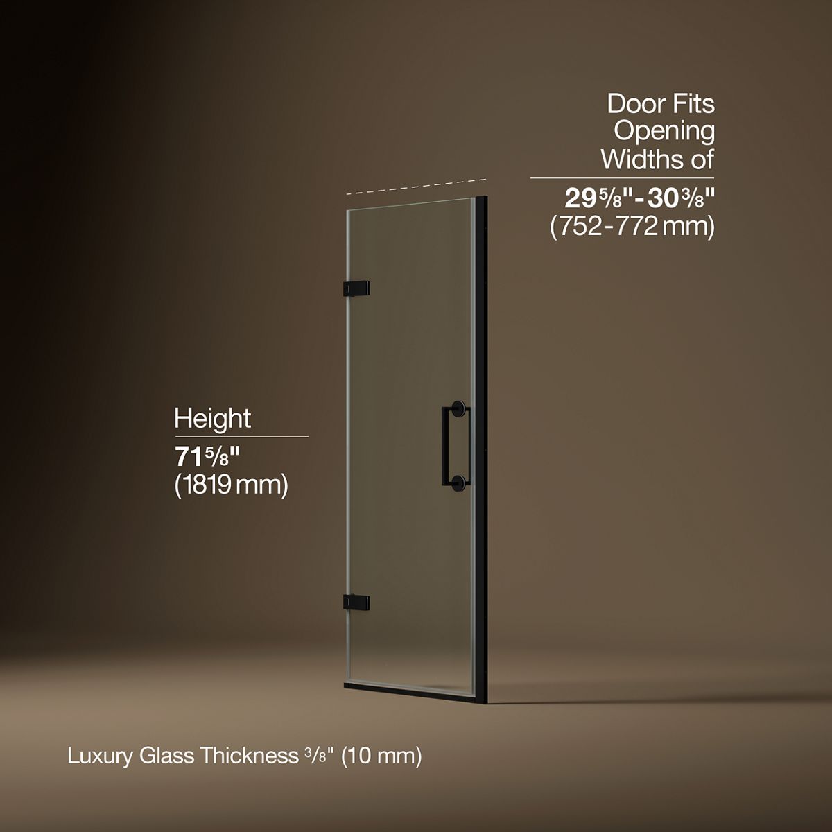 3/4 view of product with dimensions