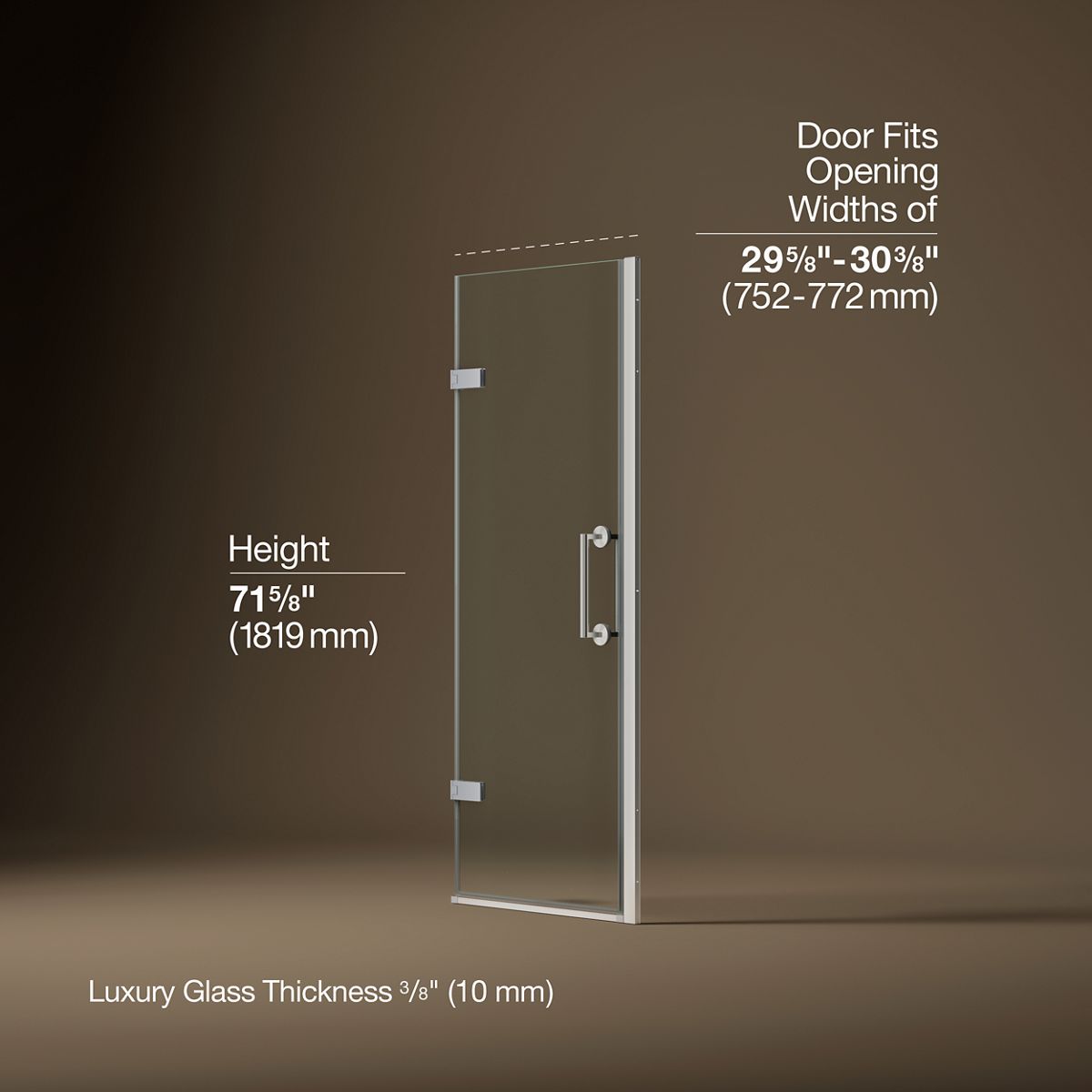 3/4 view of product with dimensions