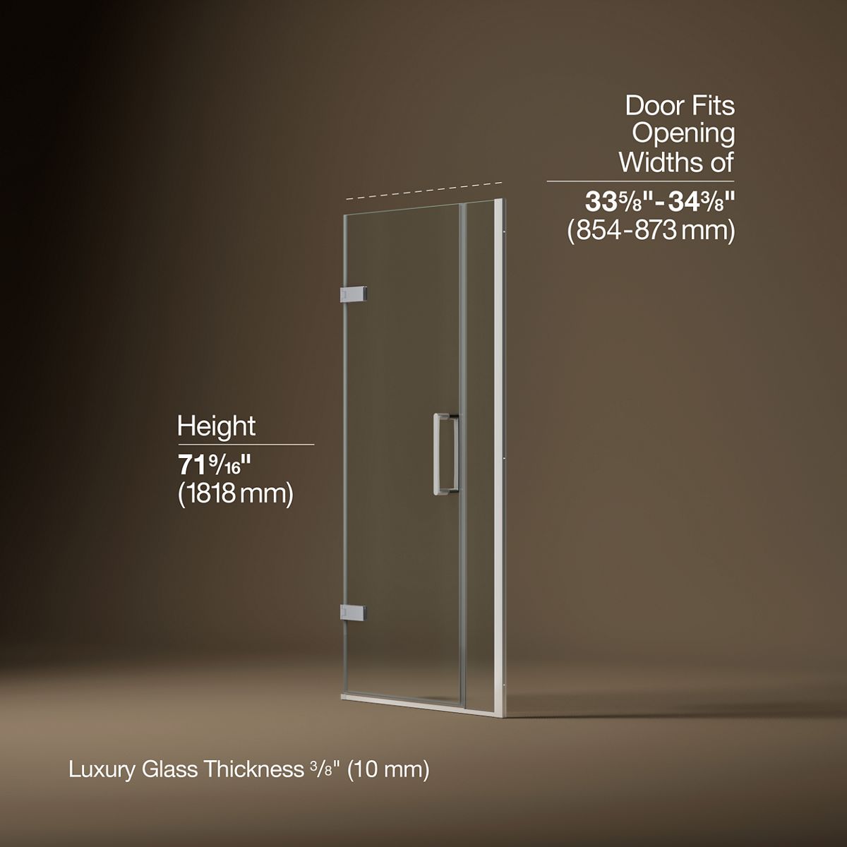 3/4 view of product with dimensions