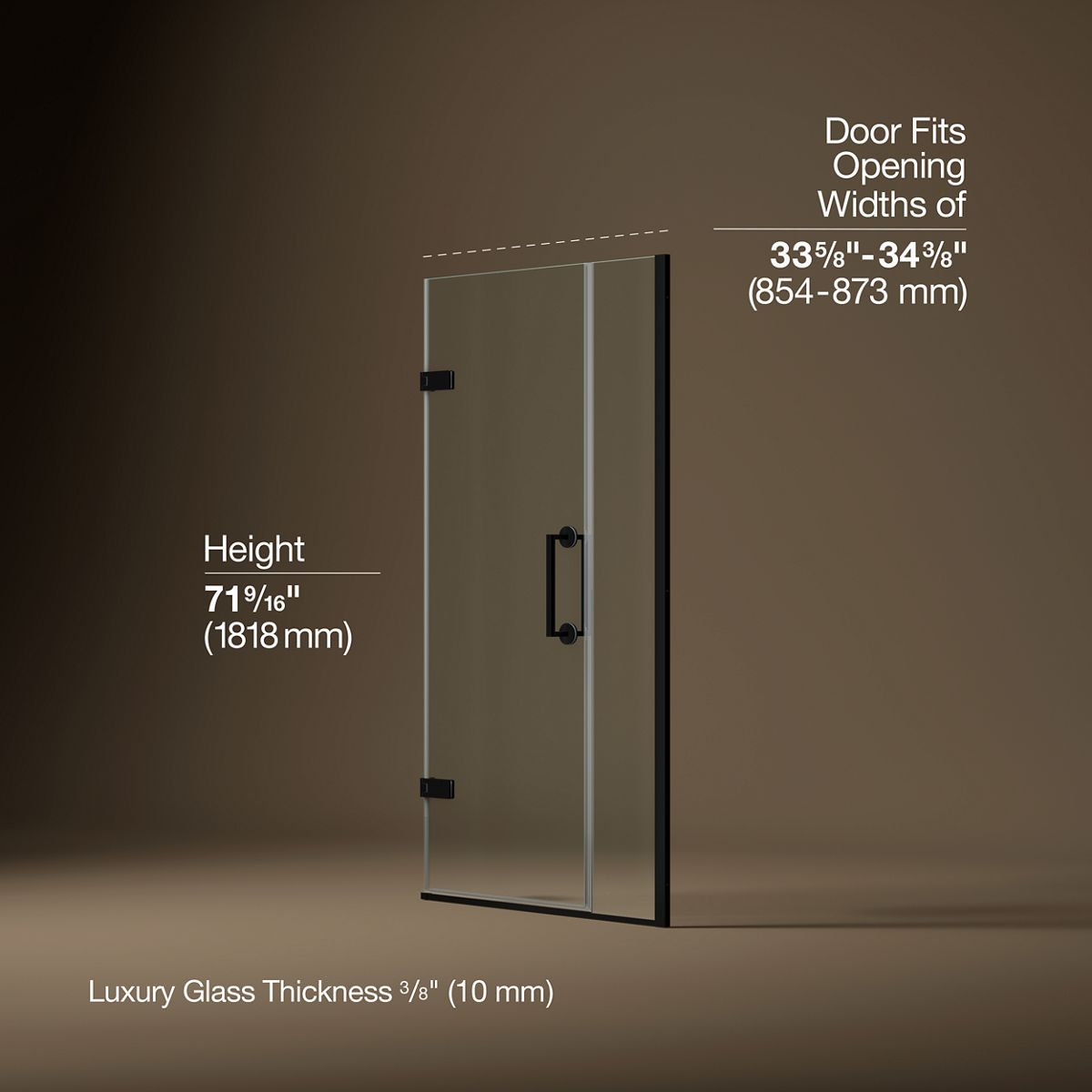 3/4 view of product with dimensions