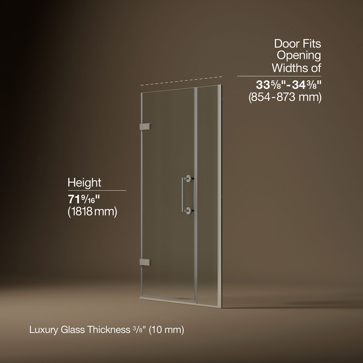 3/4 view of product with dimensions
