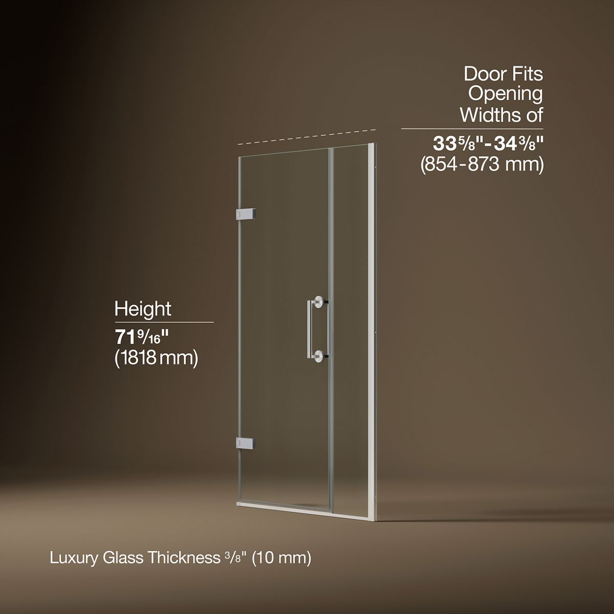 3/4 view of product with dimensions