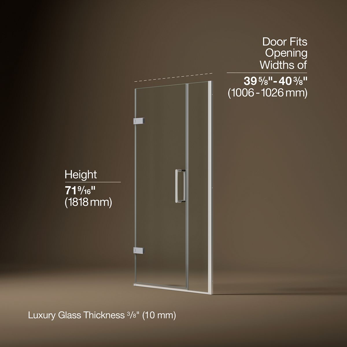 3/4 view of product with dimensions