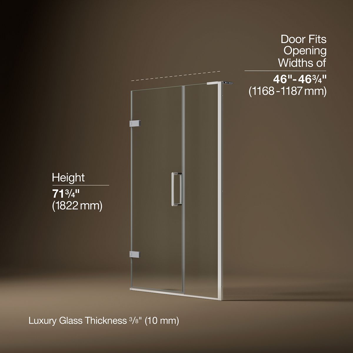 3/4 view of product with dimensions