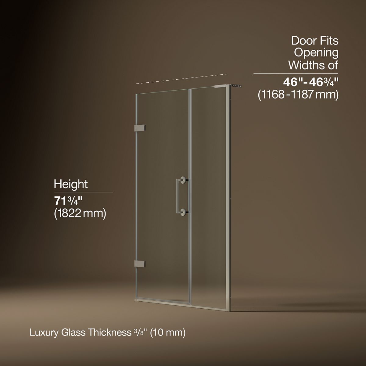 3/4 view of product with dimensions