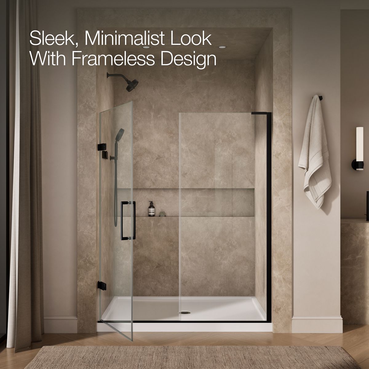 Composed Frameless Pivot Shower Door | K-27618-10L | KOHLER