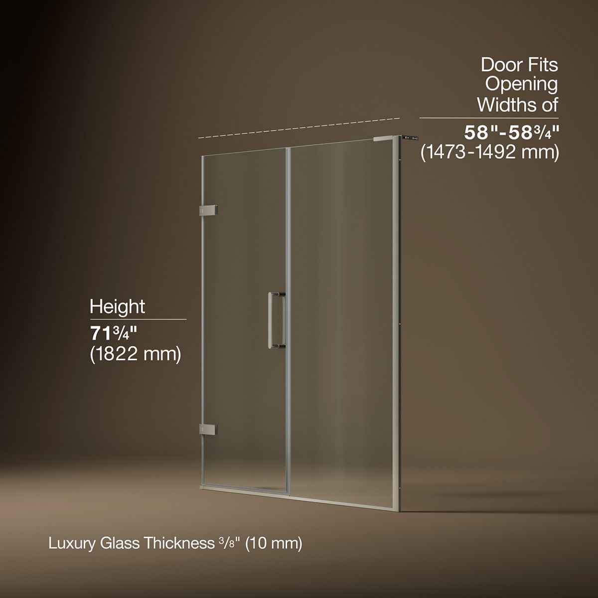3/4 view of product with dimensions
