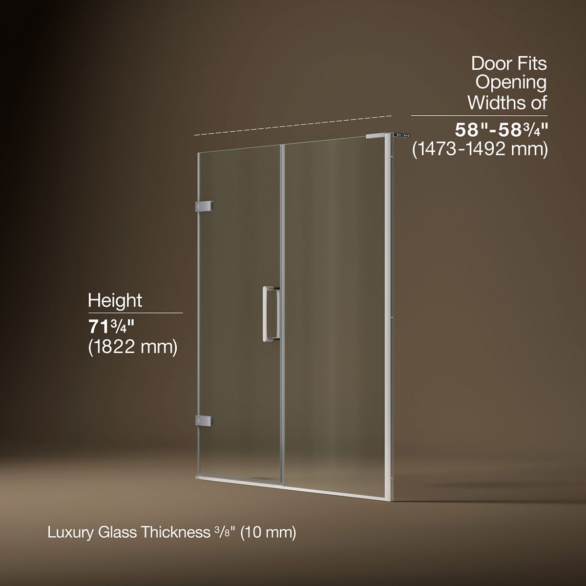3/4 view of product with dimensions