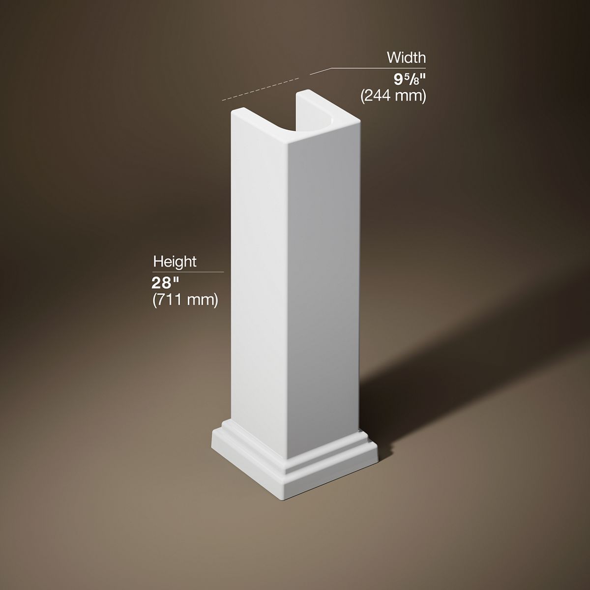 3/4 view of product with dimensions