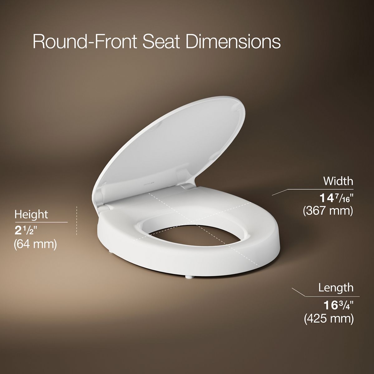 3/4 view of product with dimensions