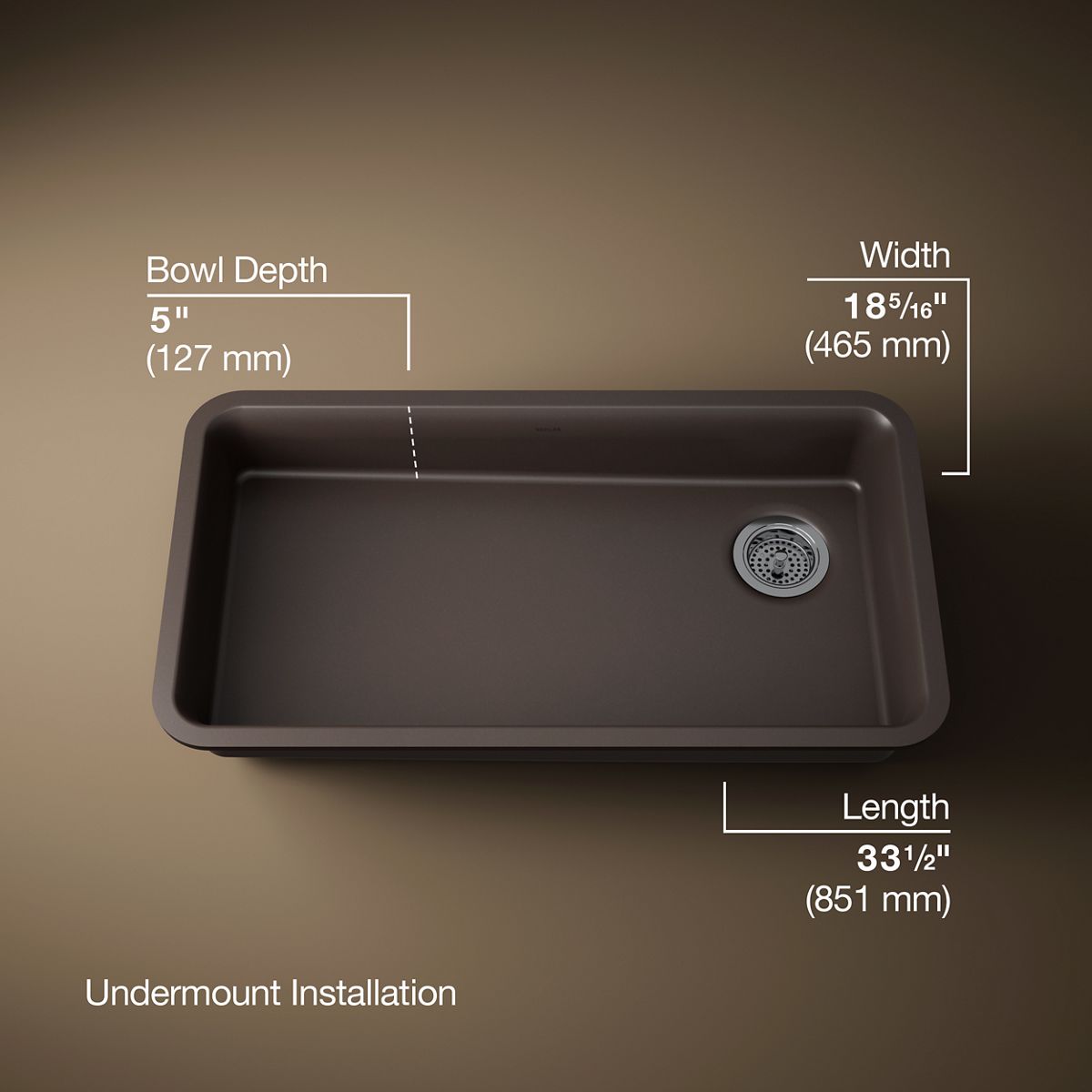 3/4 view of product with dimensions