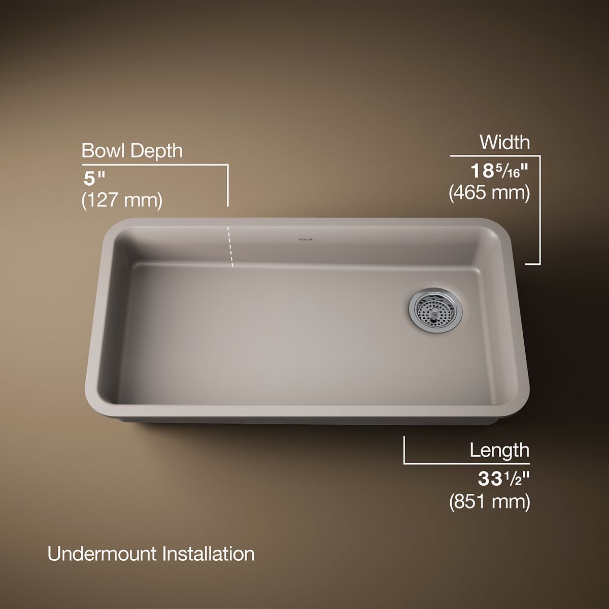 3/4 view of product with dimensions