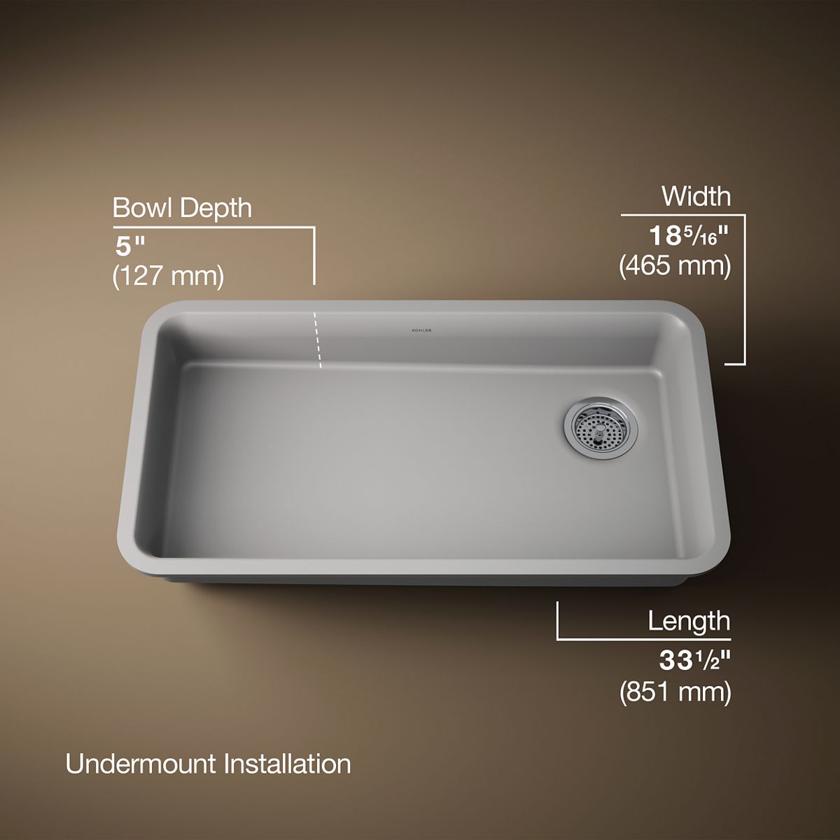 3/4 view of product with dimensions